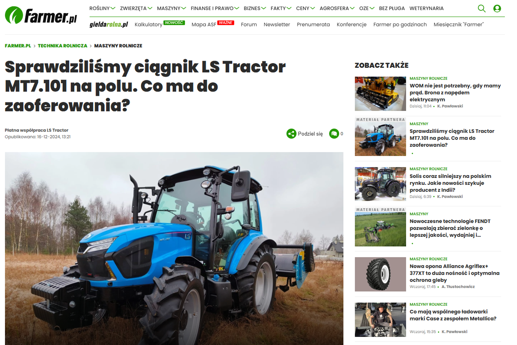 Piszą o nas! Farmer.pl – największy portal nowoczesnego rolnika